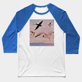 Seagull birds flying over the ocean Baseball T-Shirt